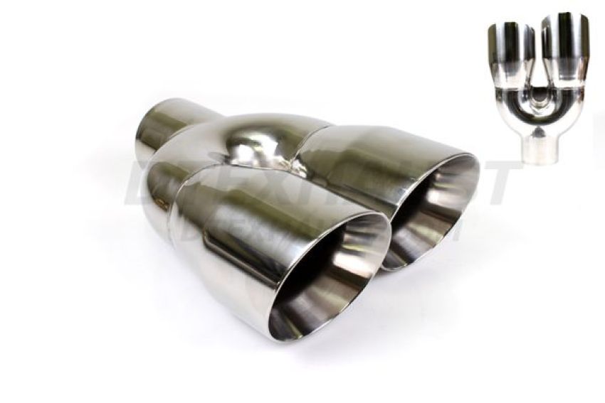 Different Trend Hi-Polished Tips Dual 4” Double Wall Staggered Angle Tip Passenger Side DT-25983R