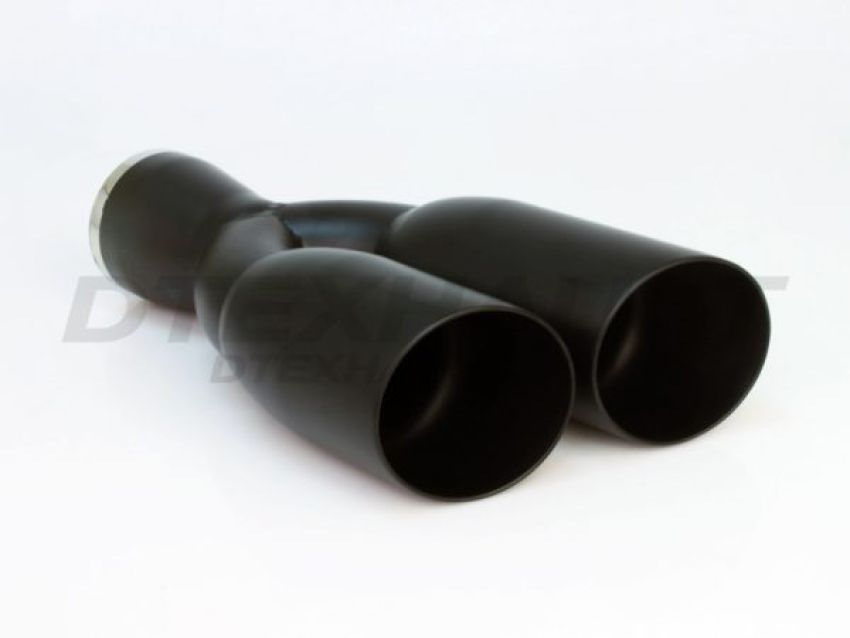 Different Trend Black Powder Coated 3.5″ Dual Double Wall Sideways Tip DT-30028DSBK