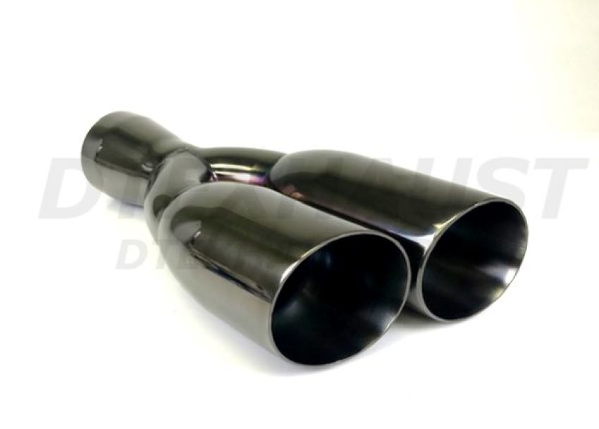 Different Trend Black Chrome Look, Dual D-wall Side Way Angle; I.d. 3″ DT-30028DSBL