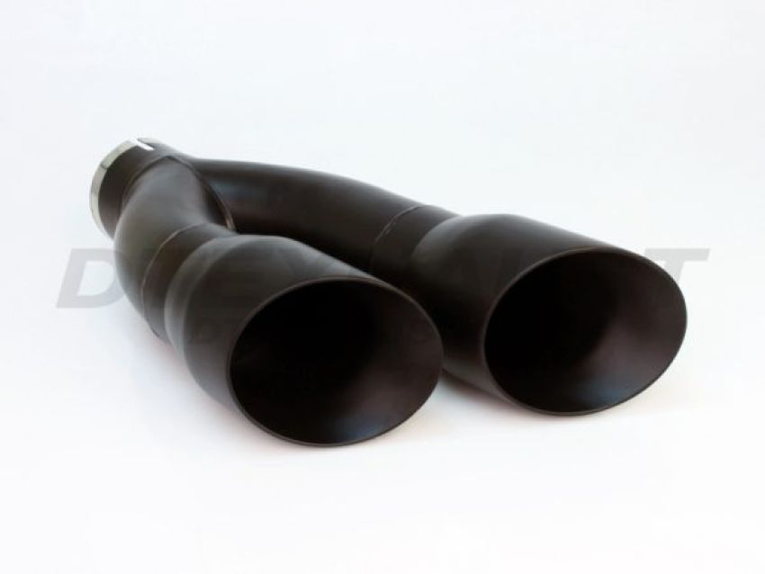 Different Trend Black Powder Coated 4″ Dual Double Wall Sideways Tip DT-30124BK