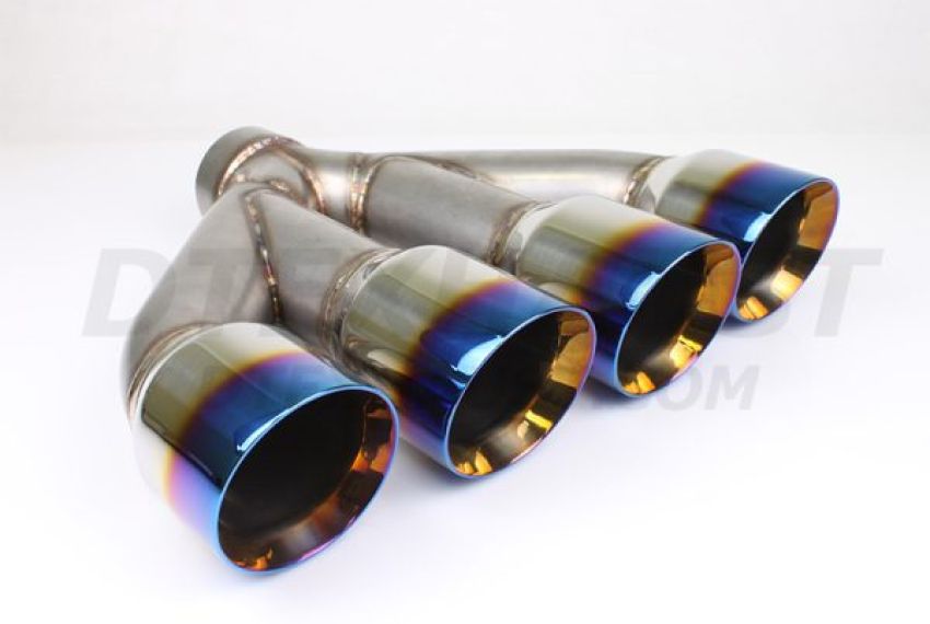 Different Trend Double Wall Quad Exhaust Tip W/ Blue Flame DT-30229BF