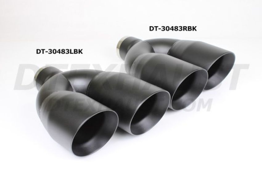 Different Trend Black Powder Coated Dual 4” Double Wall Staggered Angle Tip DT-30483RBK