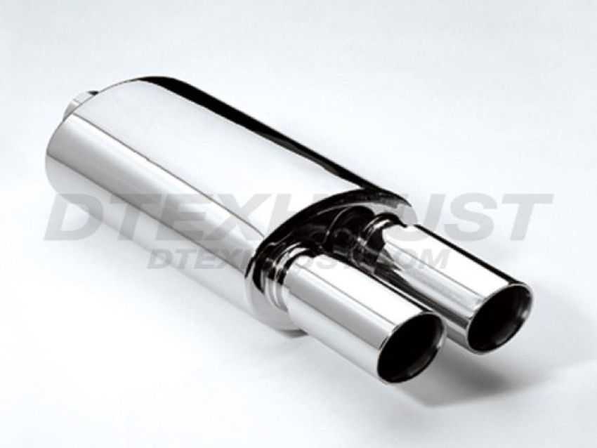 Different Trend Hi-Polished Mufflers Oval With Dual 3″ Slanted Double Wall DTM-117