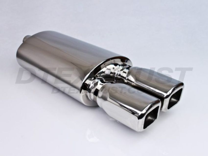 Different Trend Hi-Polished Mufflers Oval With Slanted Dual Double Wall Square DTM-121S