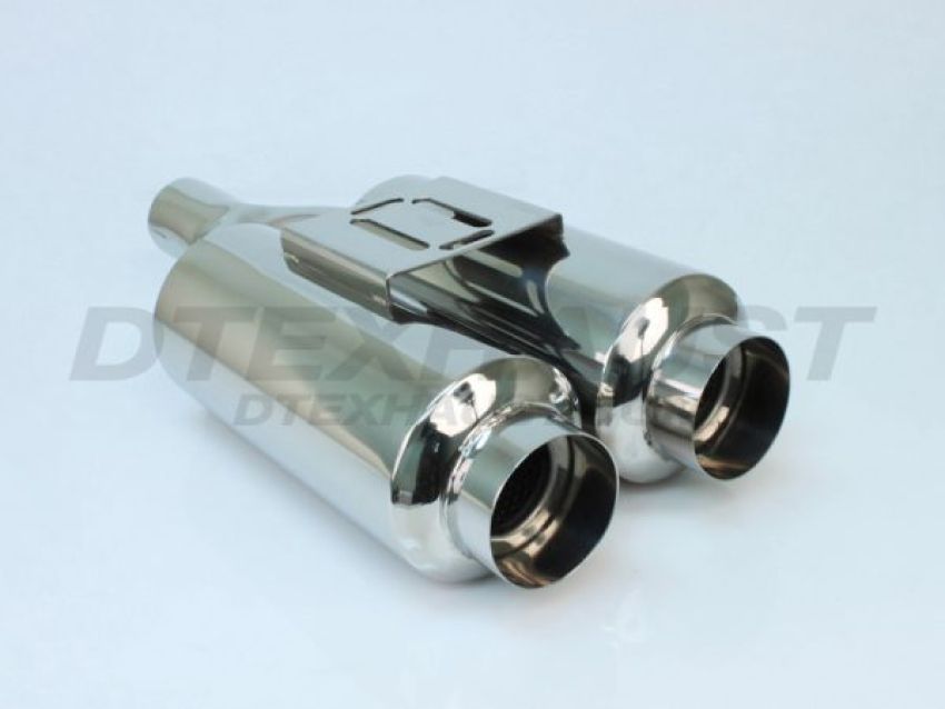 Different Trend Hi-Polished Mufflers Dual 4.5″ Round With 3″ Straight DTM-122