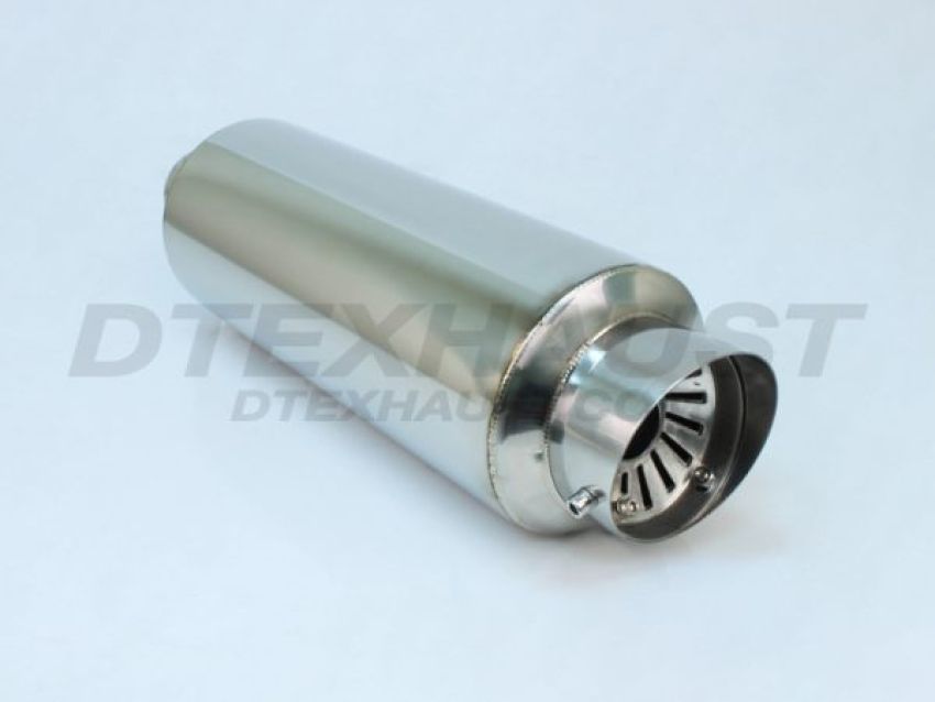 Different Trend Hi-Polished Mufflers 5″ Round Slanted Tig-weld With Adjustable Silencer DTM-123BT