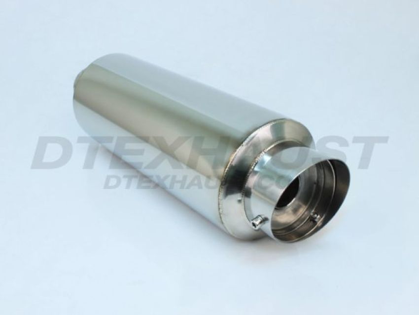 Different Trend Hi-Polished Mufflers 5″ Round Slanted Tig-weld With Silencer DTM-123T