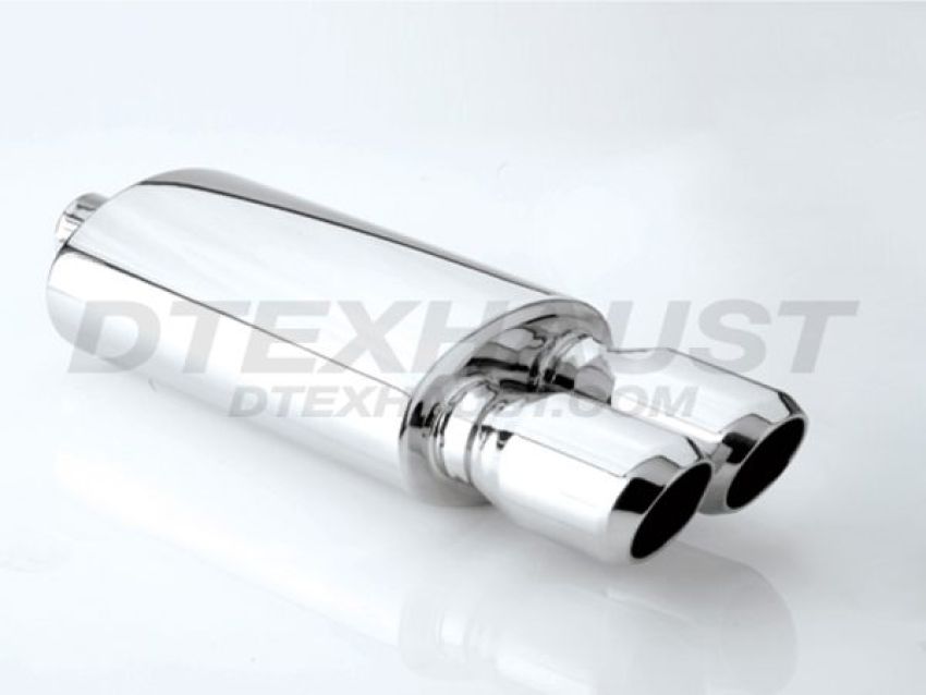 Different Trend Hi-Polished Mufflers Oval With Dual 3.5″ Double Wall Slanted DTM-130