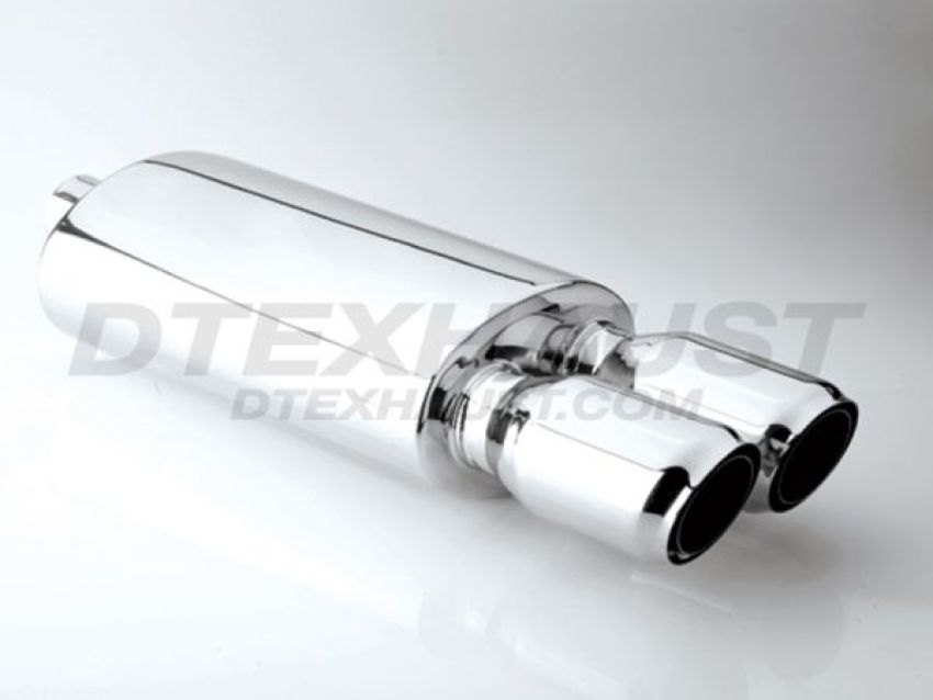 Different Trend Hi-Polished Mufflers Oval With Dual 3.5″ Double Layer Slanted DTM-131