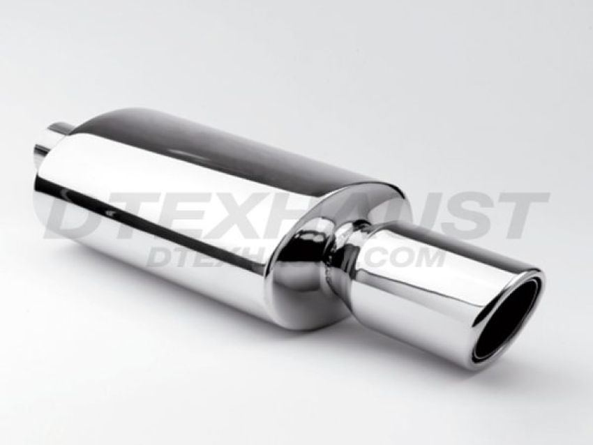 Different Trend Hi-Polished Mufflers Oval With 4″ Slanted Rolled Double Layer DTM-134