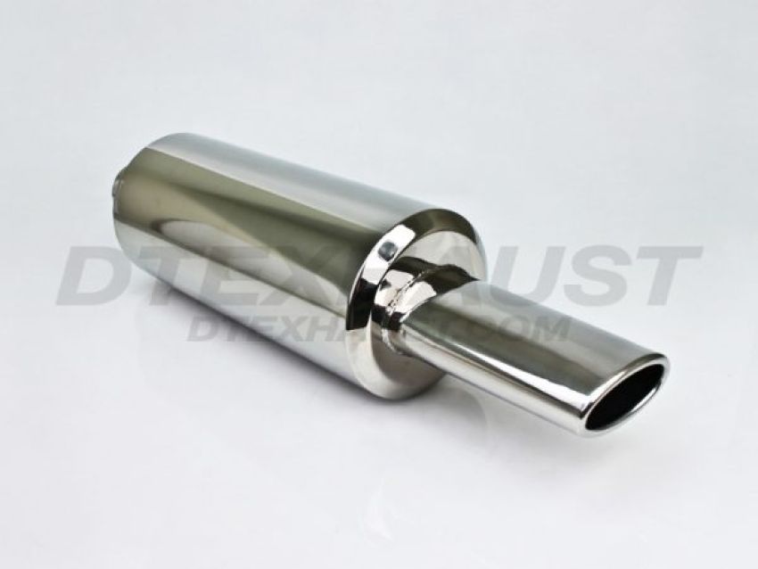 Different Trend Hi-Polished Mufflers 6″ Round W/ Oval Round Slanted DTM-139