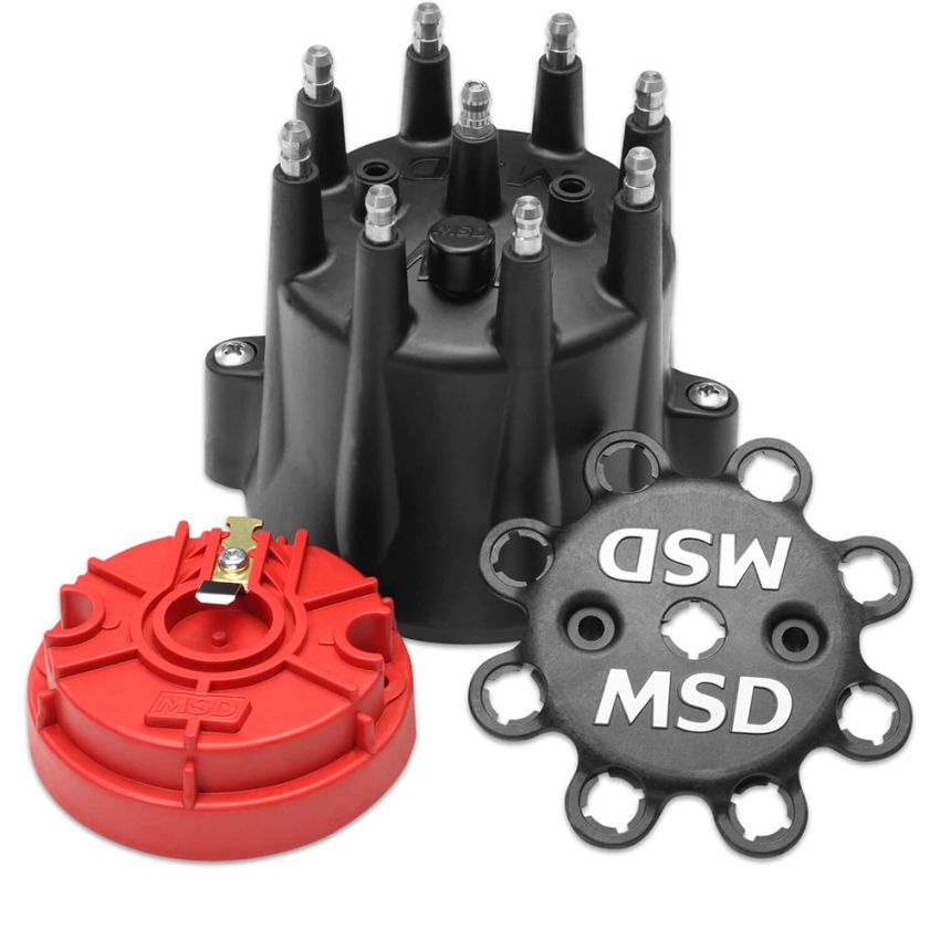 MSD IGNITION MSD84336 Distributor Cap & Rotor Kit Chevy V8 HEI Black