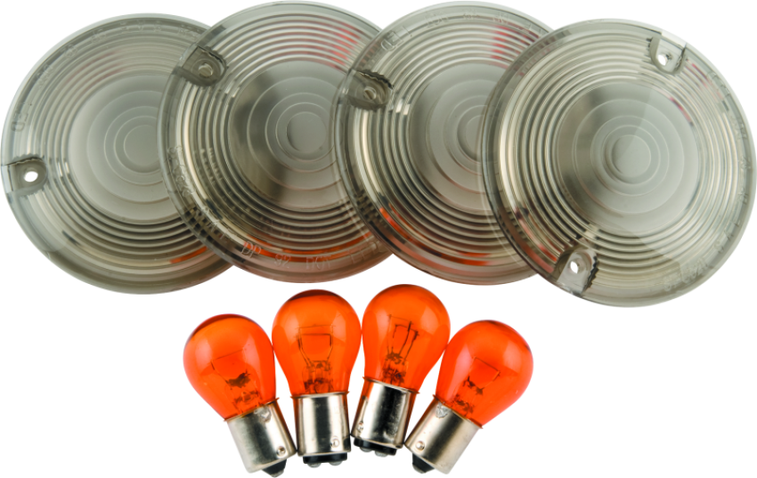 Bikers Choice 482545 86-10 FLT FLHR Smoked Turn Signal Lens & Amber Bulb Kit Replaces H-D 69308-02