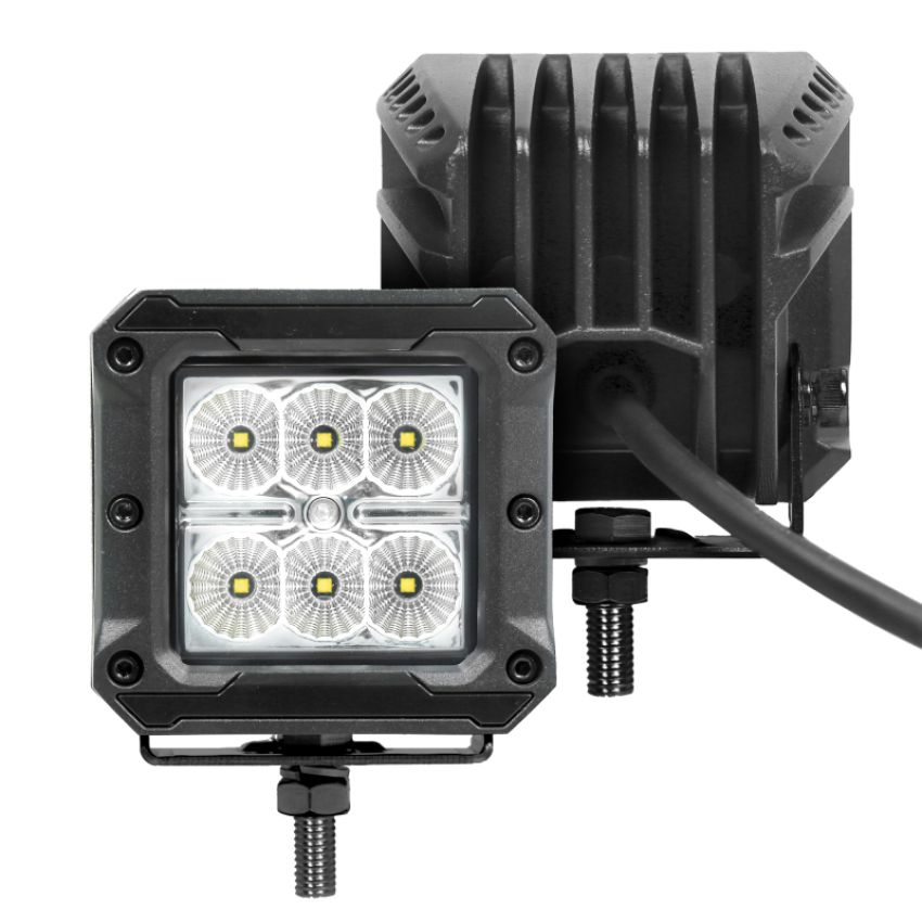 Go Rhino 751803023FCS Xplor Bright Series Cube LED Flood Light Kit (Surface/Threaded Stud Mount) 3x3 - Blk (Pair)