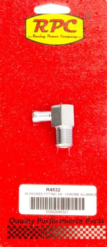 RACING POWER CO-PACKAGED RPCR4532 90 Degree Fitting 3/8in Aluminum Chrome
