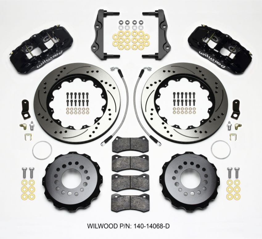 Wilwood 140-14068-D AERO4 Rear Kit 14.25in Drilled 2014-Up Challenger w/Lines