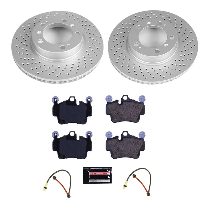 PowerStop ESK7194 Genuine Geomet Coated Rotors, ECE-R90 Brake Pads + Hardware Kit