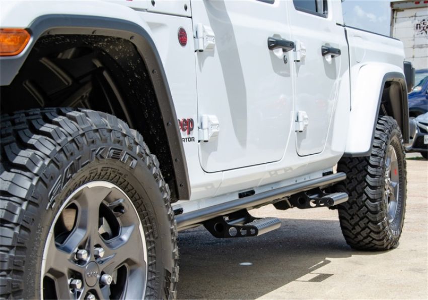 N-Fab J194TRKRS4 RKR Step System 2019 Jeep Wrangler JT 4 Door Truck Full Length - Tex. Black - 1.75in