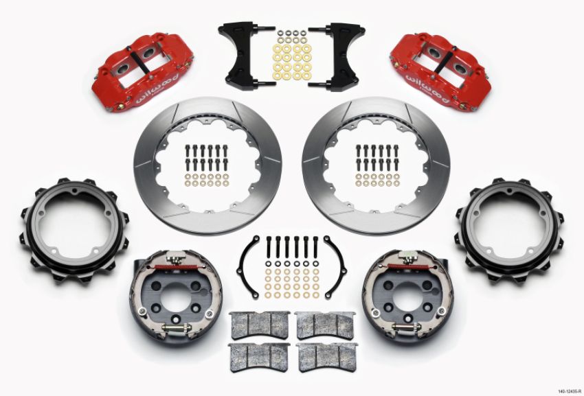 Wilwood 140-12435-R Narrow Superlite 4R Rear P-Brk Kit 12.88in Red Strange Eng Floater 3.49in Offset