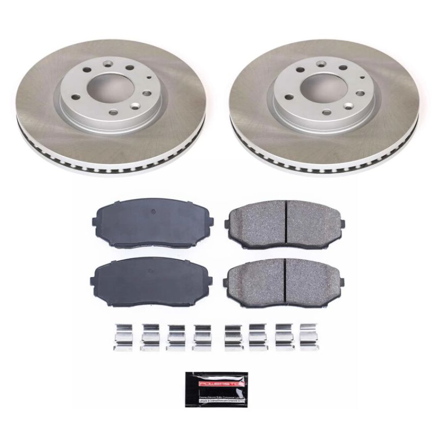 PowerStop SC4676 Semi-Coated Rotor and Low-Dust Ceramic Brake Pad Kit