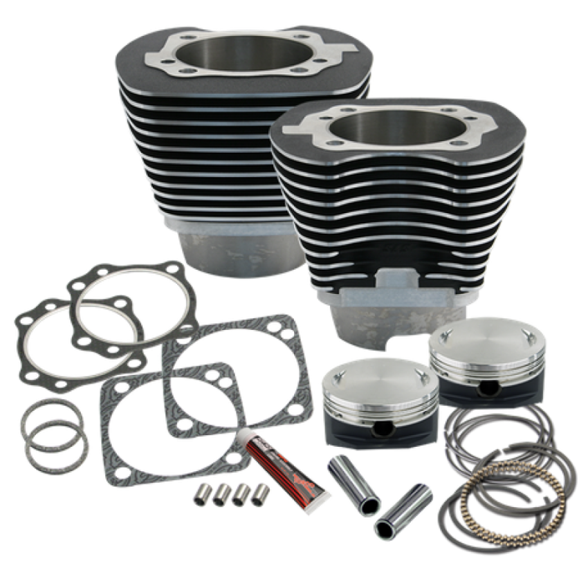 S&S Cycle 910-0226 99-06 BT 4-1/8in Bore Cylinder & Piston Kit - Wrinkle Black