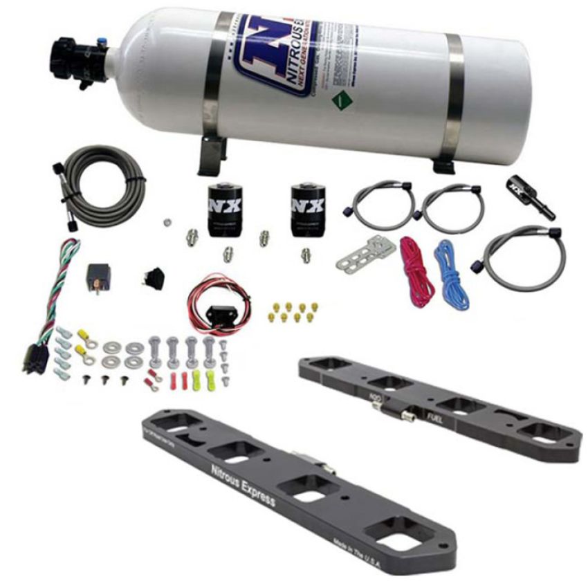 Nitrous Express 20958-15 Direct Port Plate System For 5.7,6.1 and 6.4 Hemi W/ 15Lb Bottle