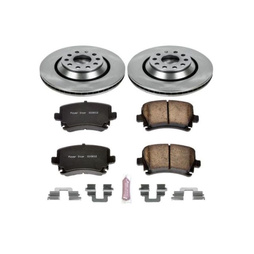 PowerStop KOE4628 OE Stock Replacement Low-Dust Ceramic Brake Pad and Rotor Kit