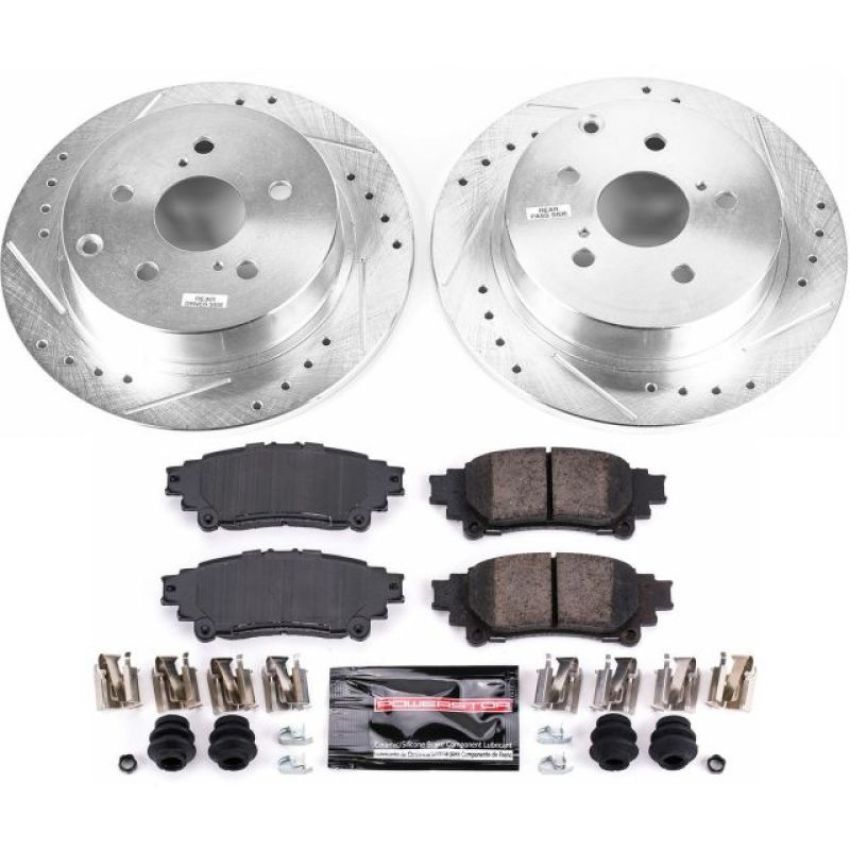 PowerStop K6099 Z23 Daily Driver Carbon-Fiber Ceramic Brake Pad and Drilled & Slotted Rotor Kit