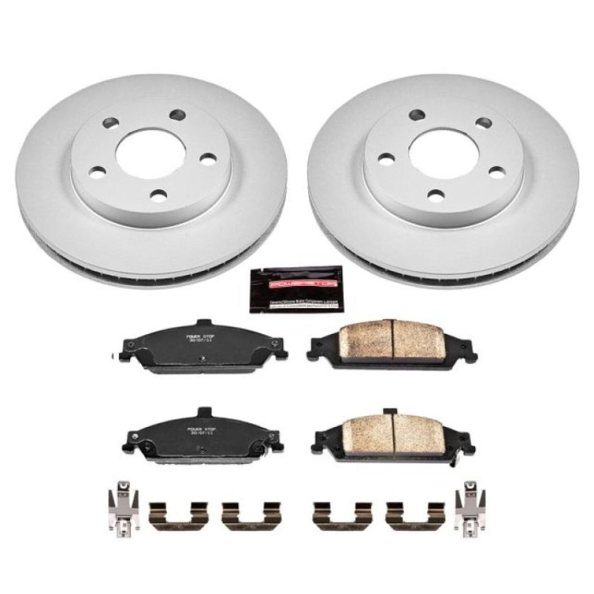 PowerStop CRK1551 Genuine Geomet Coated Rotor and Low-Dust Ceramic Brake Pad Kit