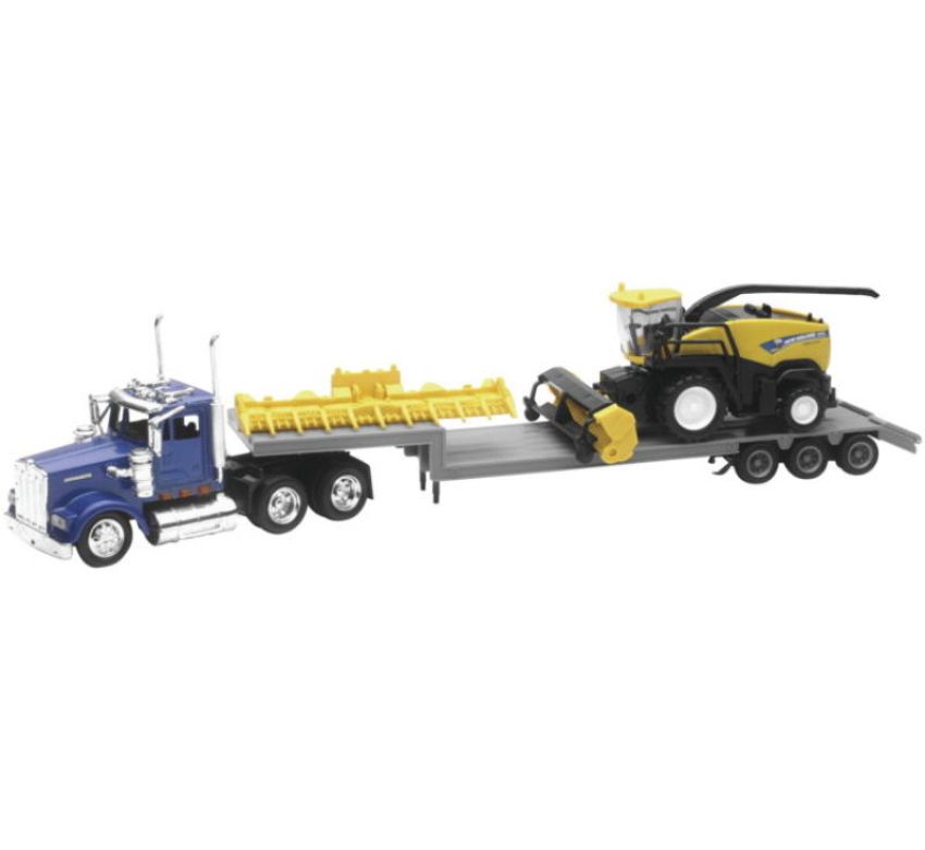New Ray Toys 16133 Kenworth Lowboy with New Holland Harvester FR920/ Scale - 1:43