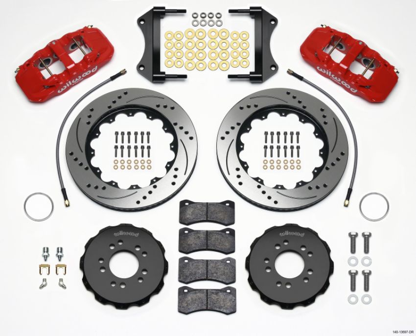Wilwood 140-13697-DR AERO6 Front Hat Kit 14.25 Drilled Red 2014-Up Corvette C7 w/Lines