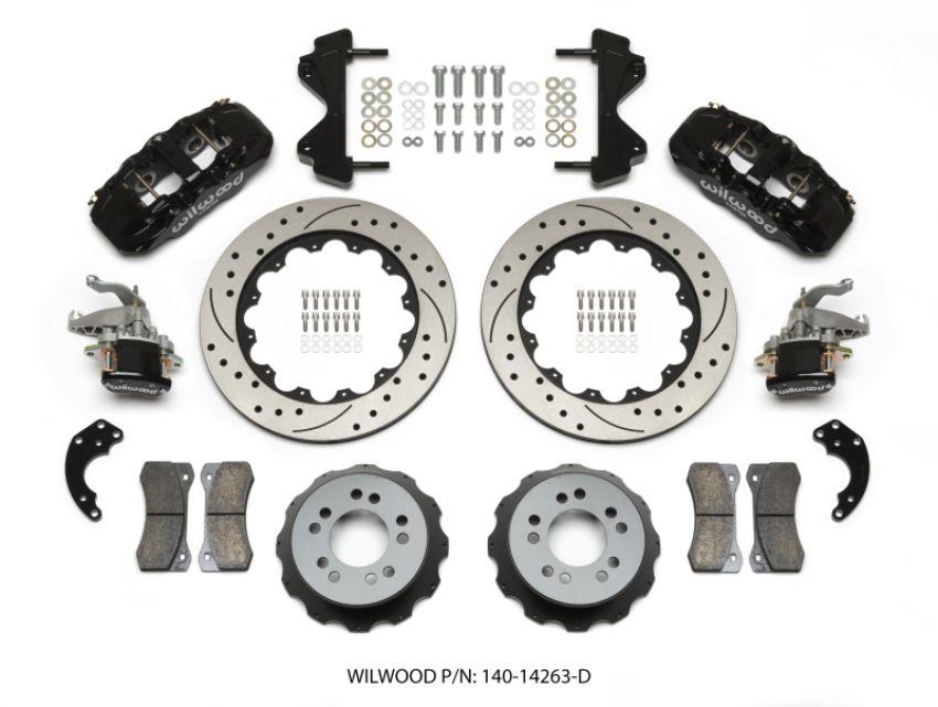 Wilwood 140-14263-D AERO4 / MC4 Rear Kit 14.00 Drilled Currie Pro-Tour Unit Bearing Floater