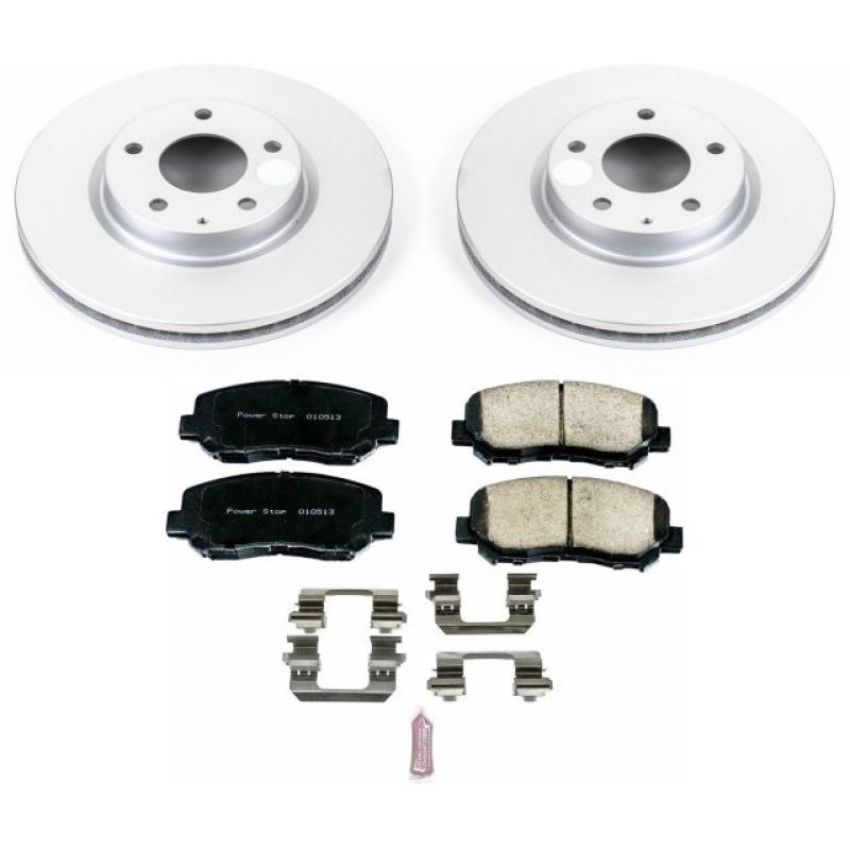 PowerStop CRK6967 Genuine Geomet Coated Rotor and Low-Dust Ceramic Brake Pad Kit