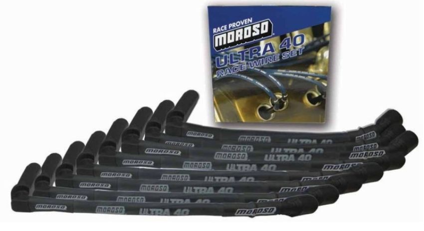 Moroso 73845 GM LS Ignition Wire Set - Ultra 40 - Sleeved - 15in Wire (Use w/Part No 68471/68473) - Black