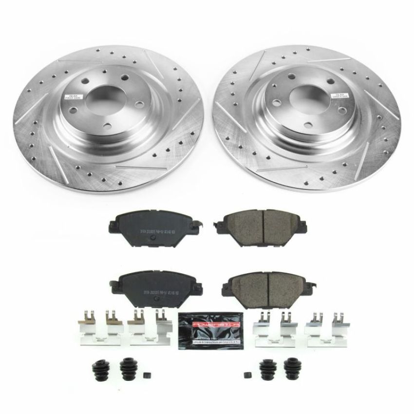 PowerStop K7742 Z23 Daily Driver Carbon-Fiber Ceramic Brake Pad and Drilled & Slotted Rotor Kit