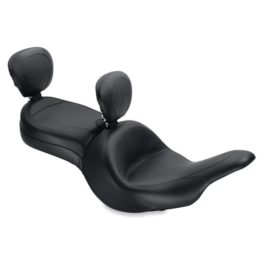 Mustang Motorcycle 79688 Mustang 11-19 Kawasaki Vulcan 1700, Vaquero Std Touring 1PC Seat w/Driver and Pass Backrest - Black