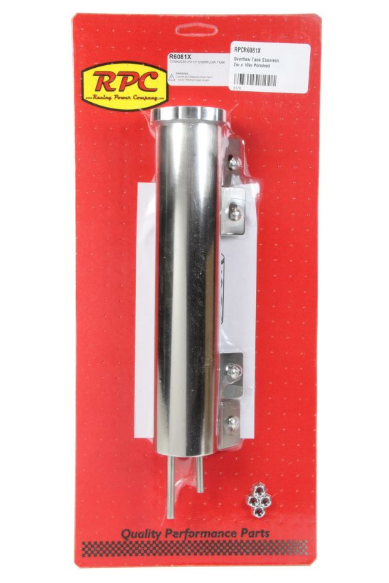 RACING POWER CO-PACKAGED RPCR6081X Overflow Tank Stainless 2in x 10in Polished