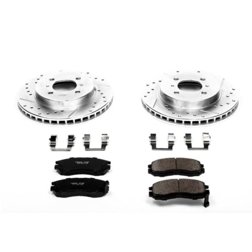 PowerStop K1214 Z23 Daily Driver Carbon-Fiber Ceramic Brake Pad and Drilled & Slotted Rotor Kit