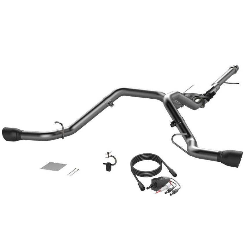 QTP 410015B 2014-2018 Silverado/Sierra  Screamer Split Rear Exit Cat Back Black Tips