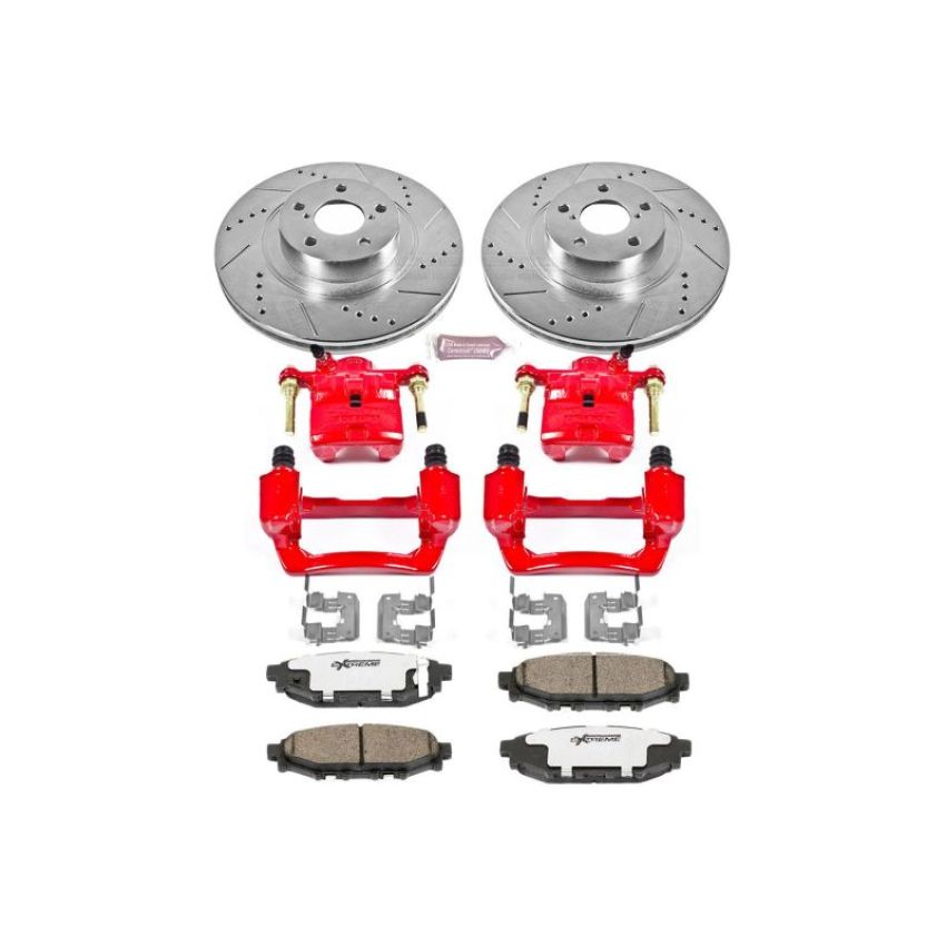 PowerStop KC4631-26 Z26 Street Performance Ceramic Brake Pad, Drilled Slotted Rotor, and Caliper Kit