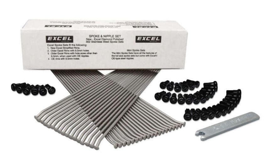 Excel XS8-48197K Rear Spoke/Black Nipple Set (w/ Wrench) - 8 Gauge / 36 Qty - Black
