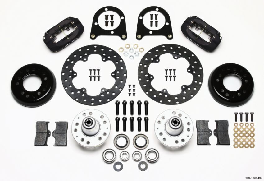 Wilwood 140-1501-BD Forged Dynalite Front Drag Kit Drilled Rotor 37-48 Ford Psgr. Car Spindle