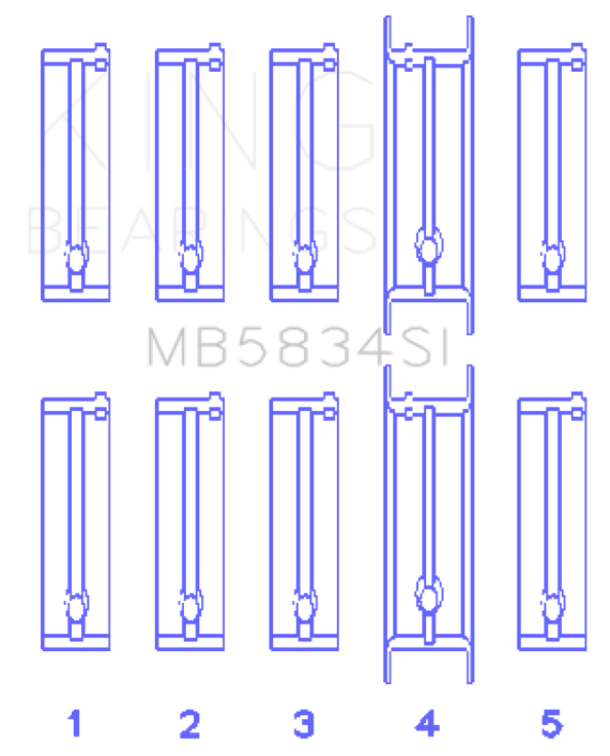 King Engine Bearings MB5834SI0.75 ChevrolET 121Ci/Ln2 134Ci Housing Bore +.002 (Size +0.75mm) Main Bearing Set