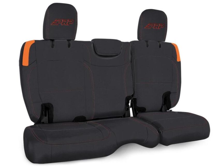 PRP Seats B041-07 PRP Jeep Wrangler JL Rear Bench Covers - 2 door - Black/Orange