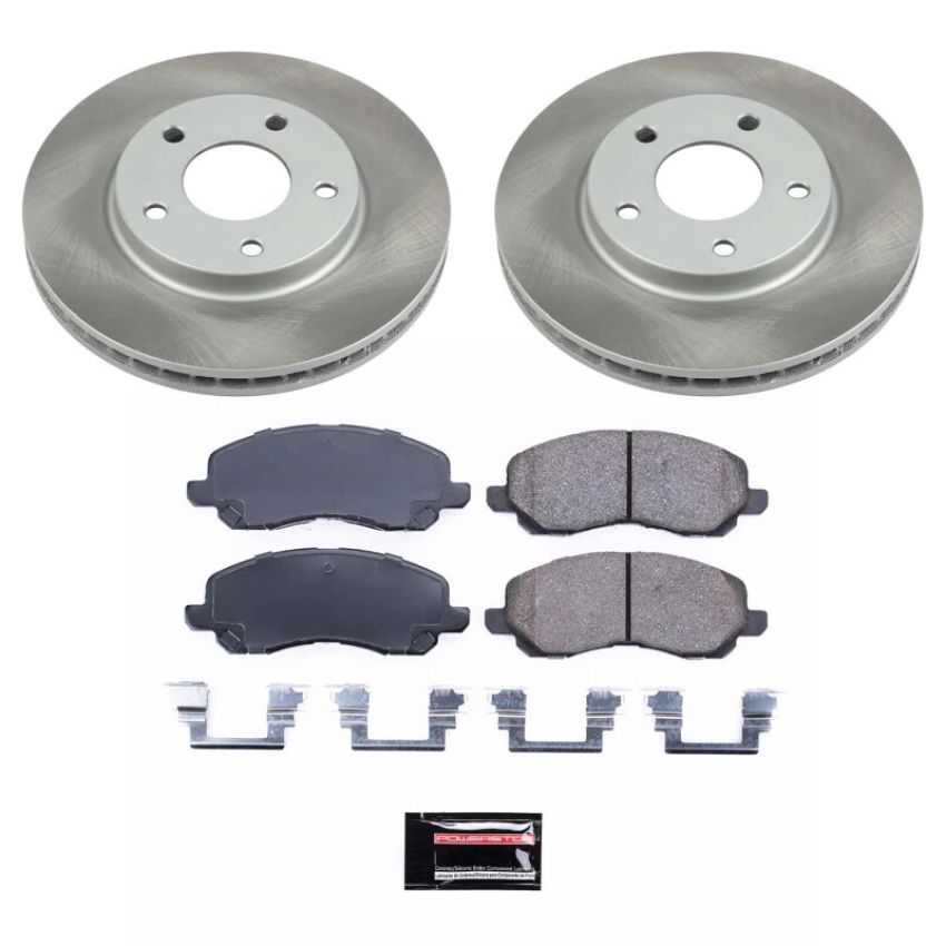 PowerStop SC2992 Semi-Coated Rotor and Low-Dust Ceramic Brake Pad Kit
