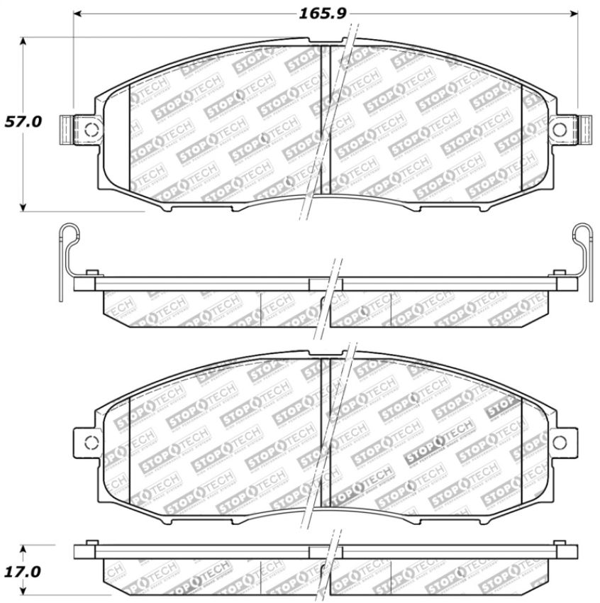 Stoptech 309.08300 Sport Brake Pads w/Shims and Hardware - Front
