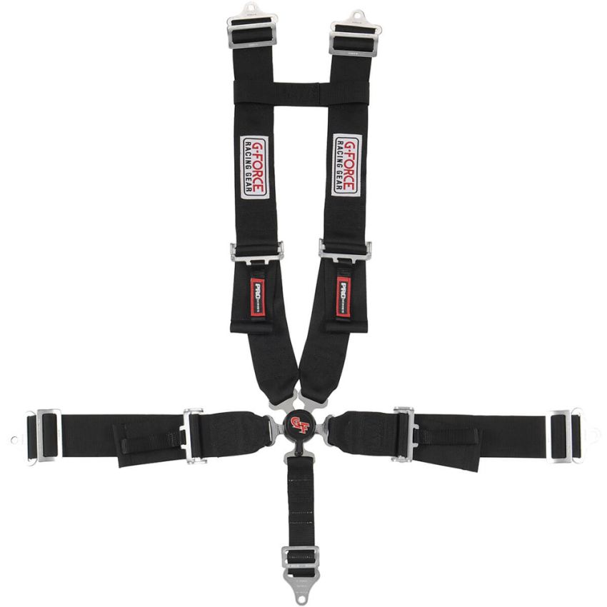 G-FORCE GFR7030BK 5pt Harness Set Black Camlock Pull-Down Lap