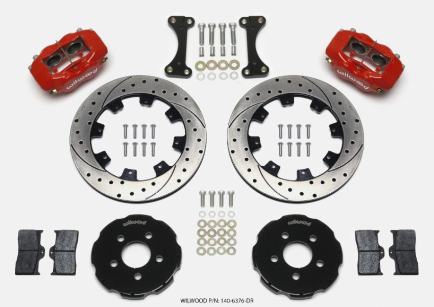 Wilwood 140-6376-DR Forged Dynalite Front Hat Kit 12.19in Drilled Red 00-04 PT Cruiser/03-04 SRT/4