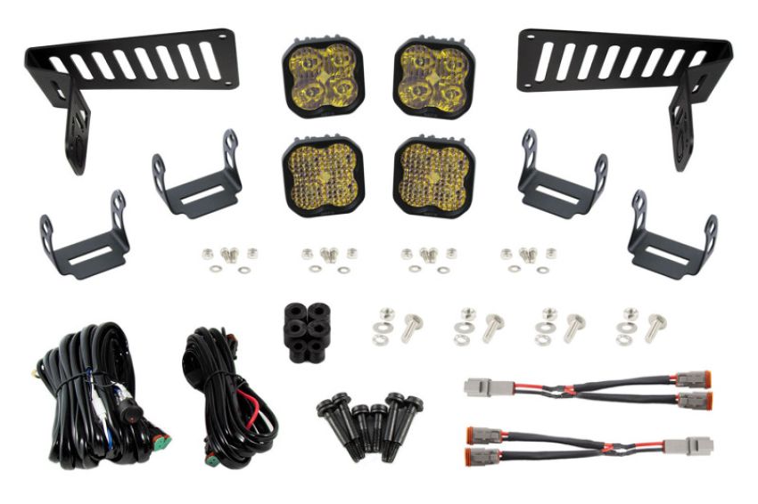 Diode Dynamics DD6556 18-21 Jeep JL Wrangler/Gladiator SS3 Cowl LED Bracket Kit - Yellow Pro