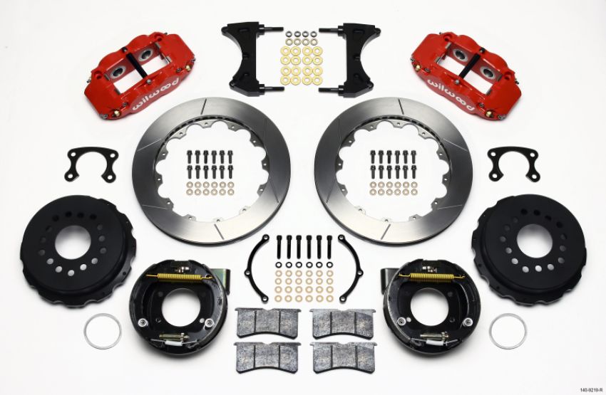 Wilwood 140-9219-R Narrow Superlite 4R Rear P-Brk Kit 12.88in Red Big Ford New Style 2.50in Offset